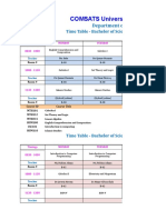 BS Mathematics Time Table Fall 2019