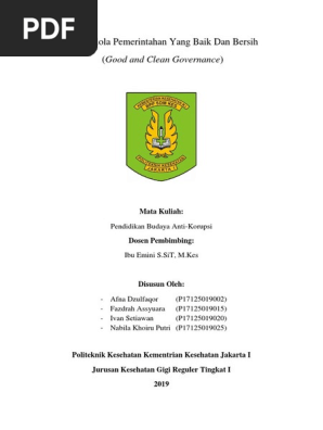 Makalah Tata Kelola Pemerintahan Yang Baik Dan Bersih Docx