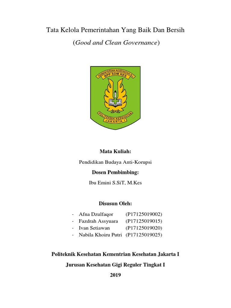 Makalah Tata Kelola Pemerintahan Yang Baik Dan Bersih Docx