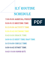 Daily Routine Schedule