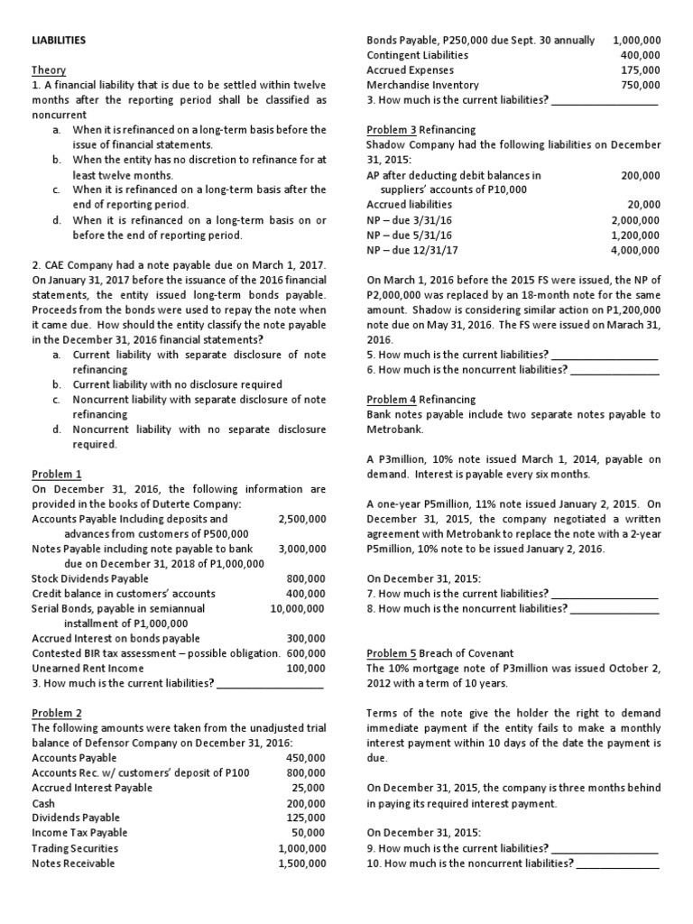 Understanding Financial Liabilities Classification | PDF | Current ...