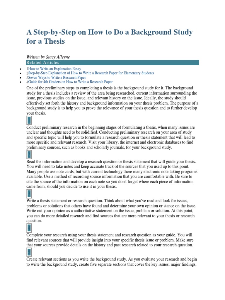 A Step by Step Process in Writing Background of The Study  PDF