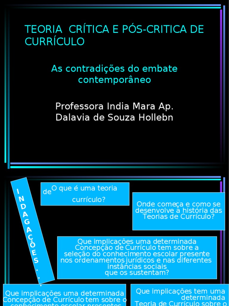 Teorias Críticas e Pós-Críticas do Currículo | PDF | Escola de ...