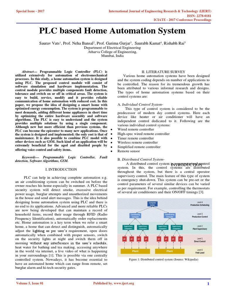 PLC Based Home Automation System IJERTCONV5IS01006 | PDF | Programmable ...