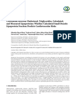 Correlation Between Cholesterol Triglycerides Calculated and Measured Lipoproteins Whether Calculated Small Density Lipoprotein Fraction Predicts Cardiovascular Risks