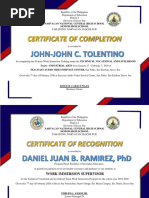 Certificate of Completion