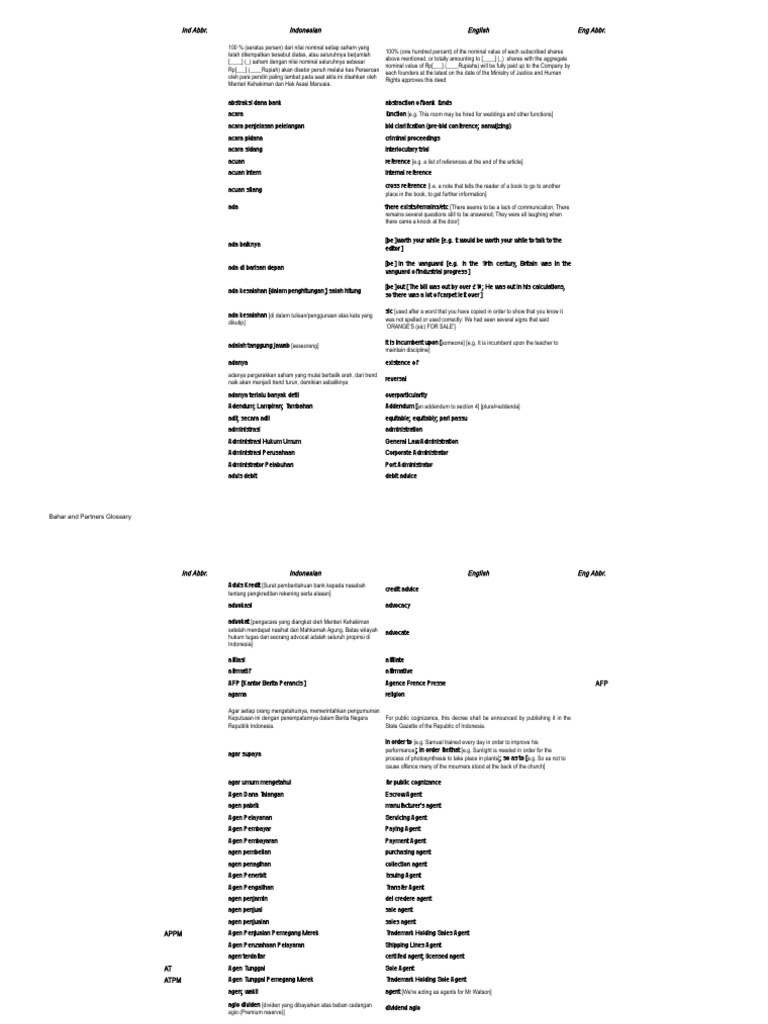 Bahar Glossary 5 Xls Dividend Deed