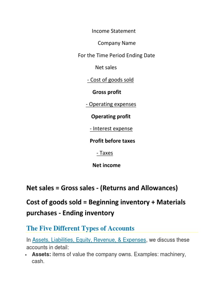 Accounting Income Statement | PDF | Income Statement | Cost Of Goods Sold