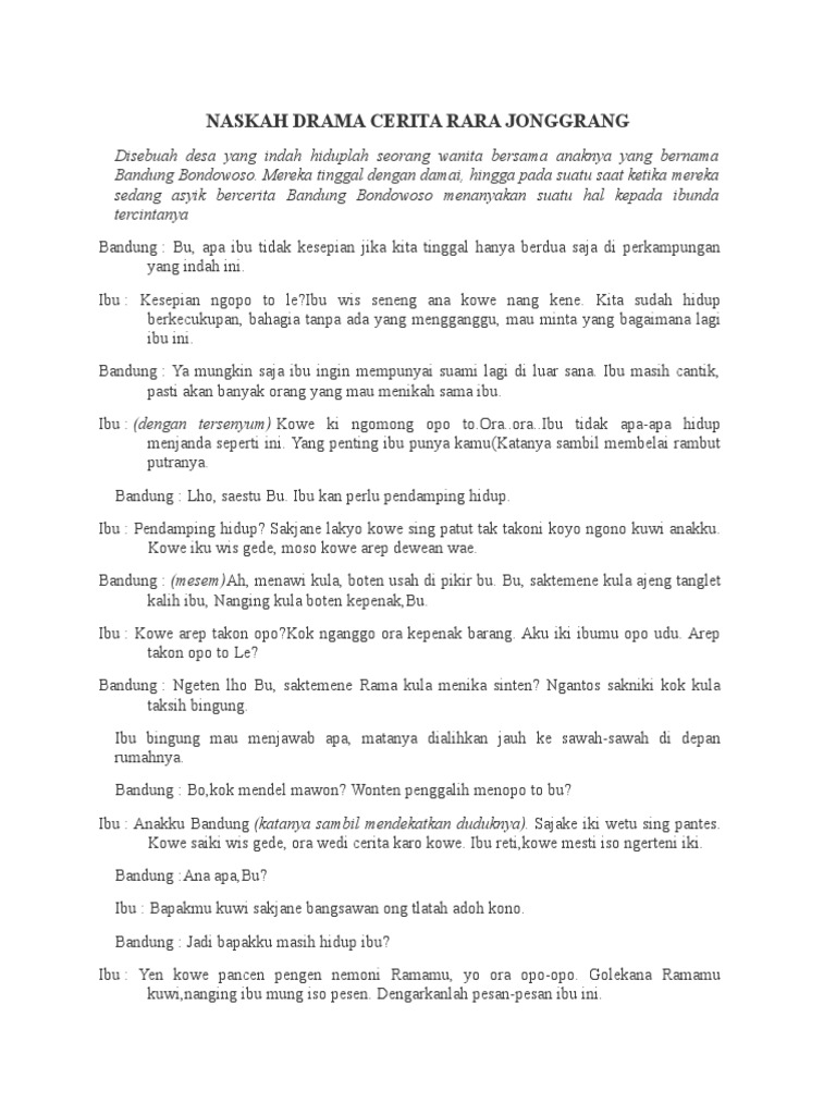 Teks Drama Roro Jonggrang – Beinyu.com