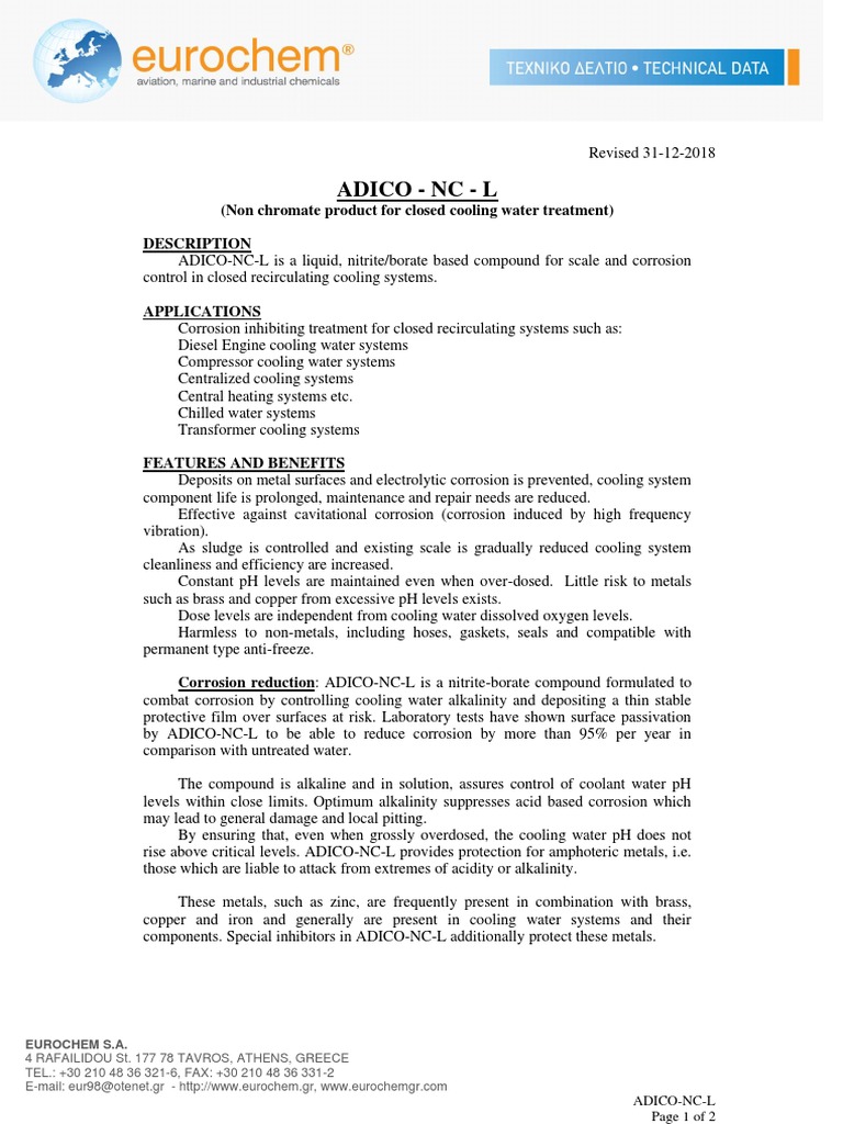 Adico Nc L Corrosion Water