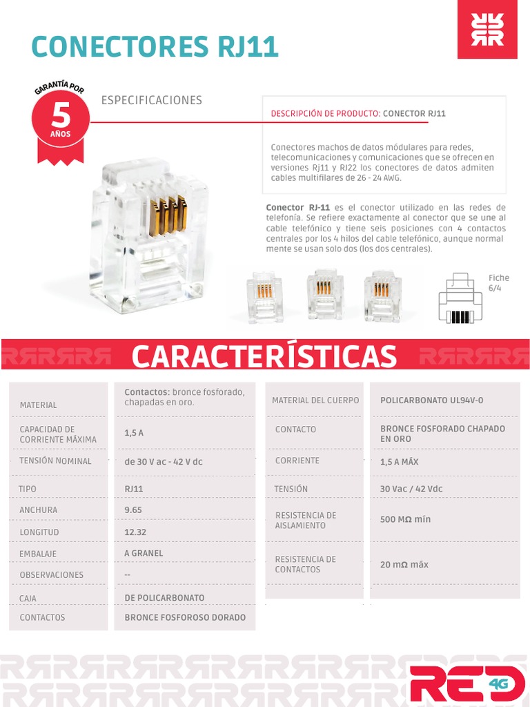 Ficha Tecnica Conector RJ11 | Descargar gratis PDF | Equipo eléctrico ...