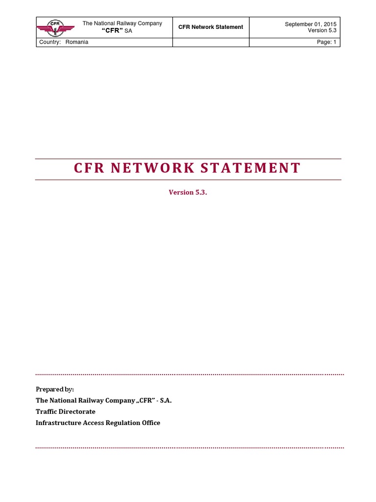 CFR NETWORK STATEMENT PDF PDF | PDF | Rail Transport | License