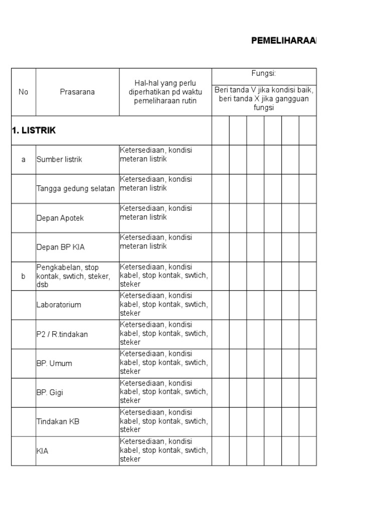 Form Pemeliharaan Dan Monitoring PRASARANA 2020 PDF