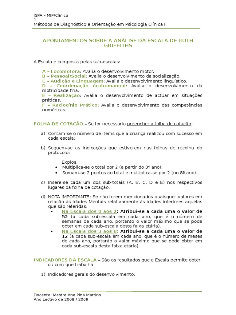 Análise da Escala de Griffiths | PDF | Bem-estar | Médico