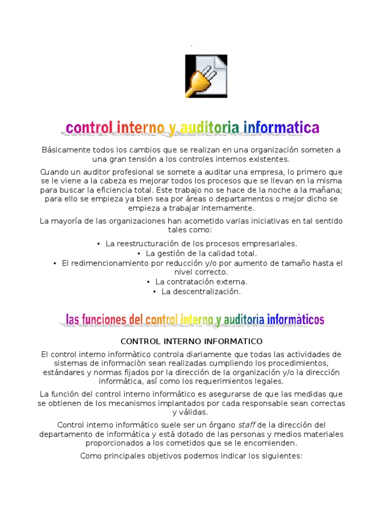 Control Interno de Auditoria Informatica | PDF | Sistema operativo ...