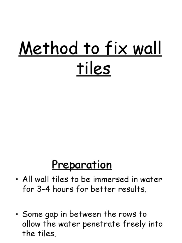 Wall Tile Installation Procedure | PDF | Tile | Wall