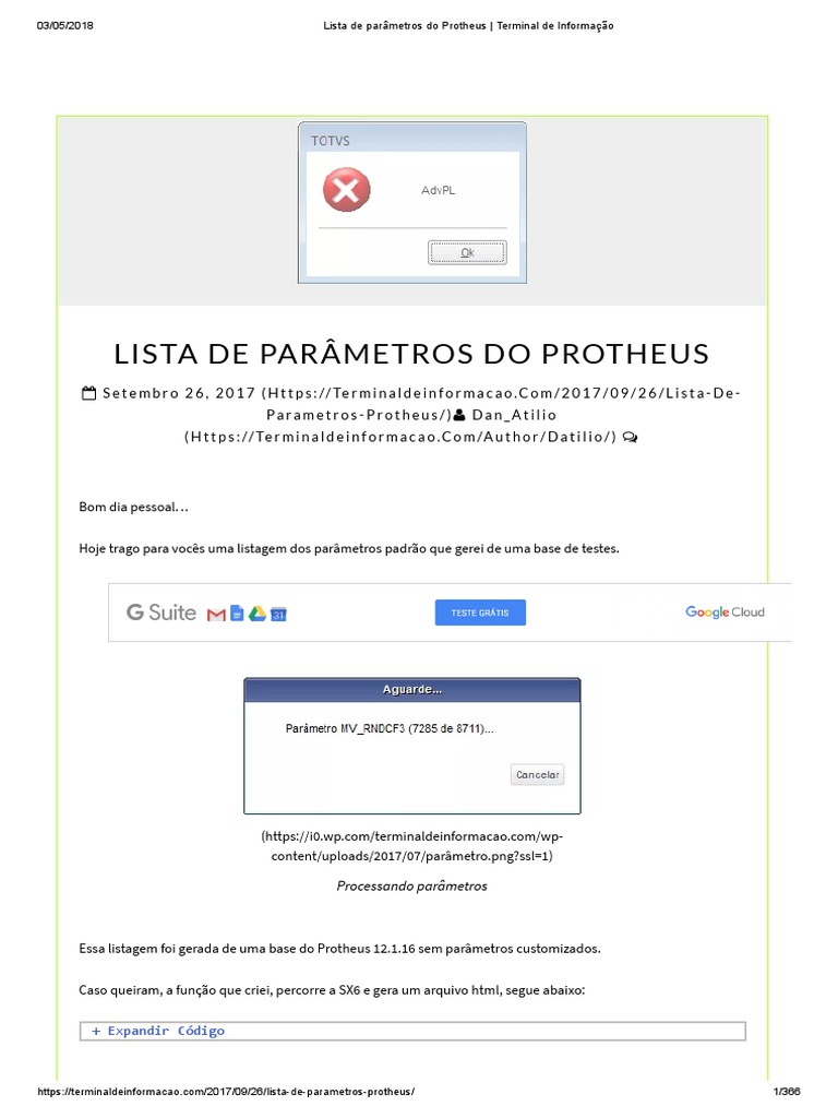 Parâmetros Do Protheus - Terminal De Informação PDF | PDF.
