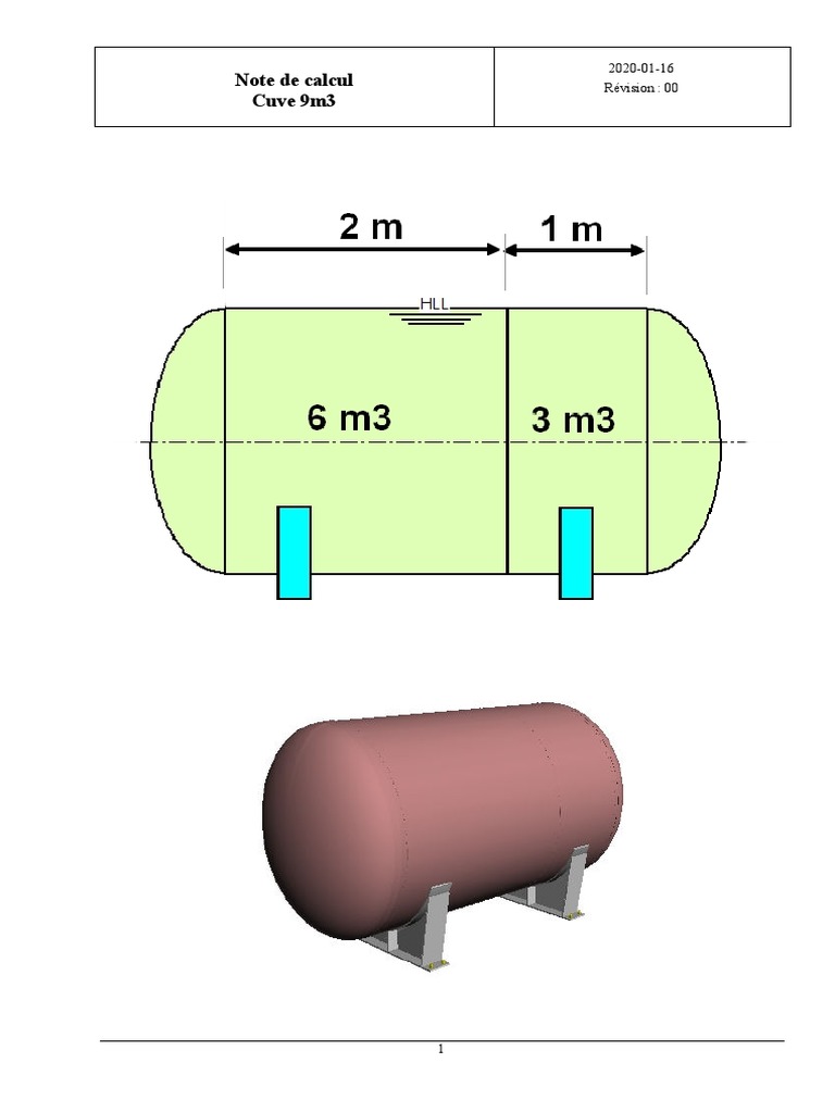 Calcul Volume Cuve 9m3 Cylindrique PDF Flexion (matériau) Pression — free download