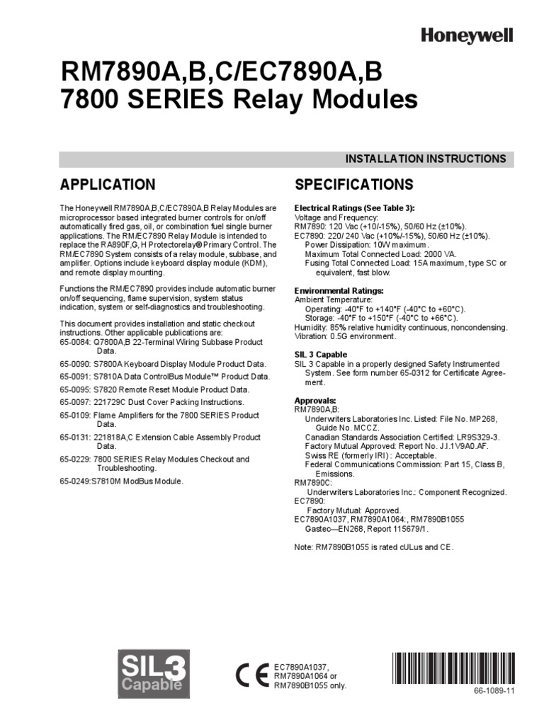 Rm7890a1015 PDF | Download Free PDF | Relay | Electrical Wiring