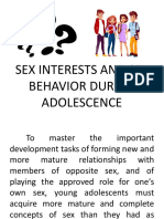 Sex Interests and Sex Behavior During Adolescence