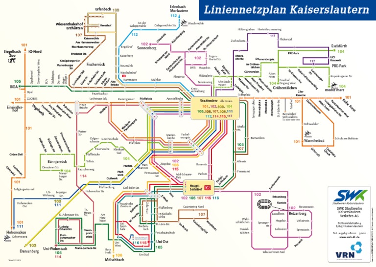 SWK Kaiserslautern Busplan Linienplan Liniennetzplan | PDF