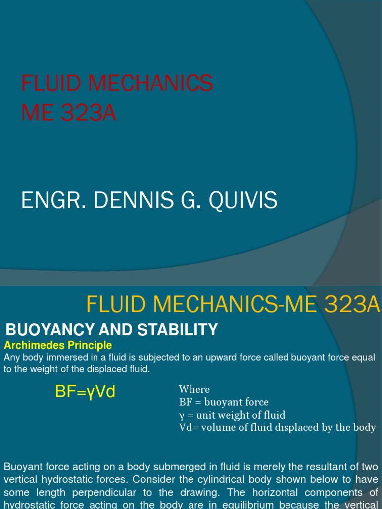 Buoyancy and Stability in Fluid Mechanics | PDF | Buoyancy | Mass