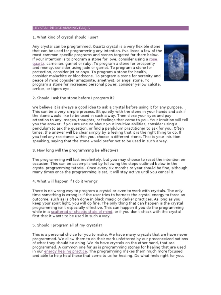 Crystal Programming Faq PDF Quartz Dream