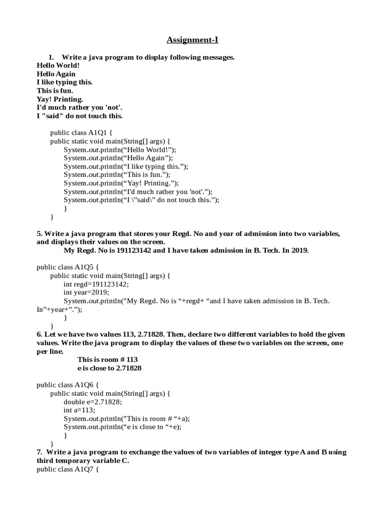 Java Programming Assignments Overview | PDF | Body Mass Index ...