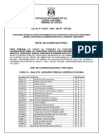 EDITAL 34-2018-DRH-SELAP-RECSEL - CLASSIFICAÇÃO FINAL Analista e Técnico (...