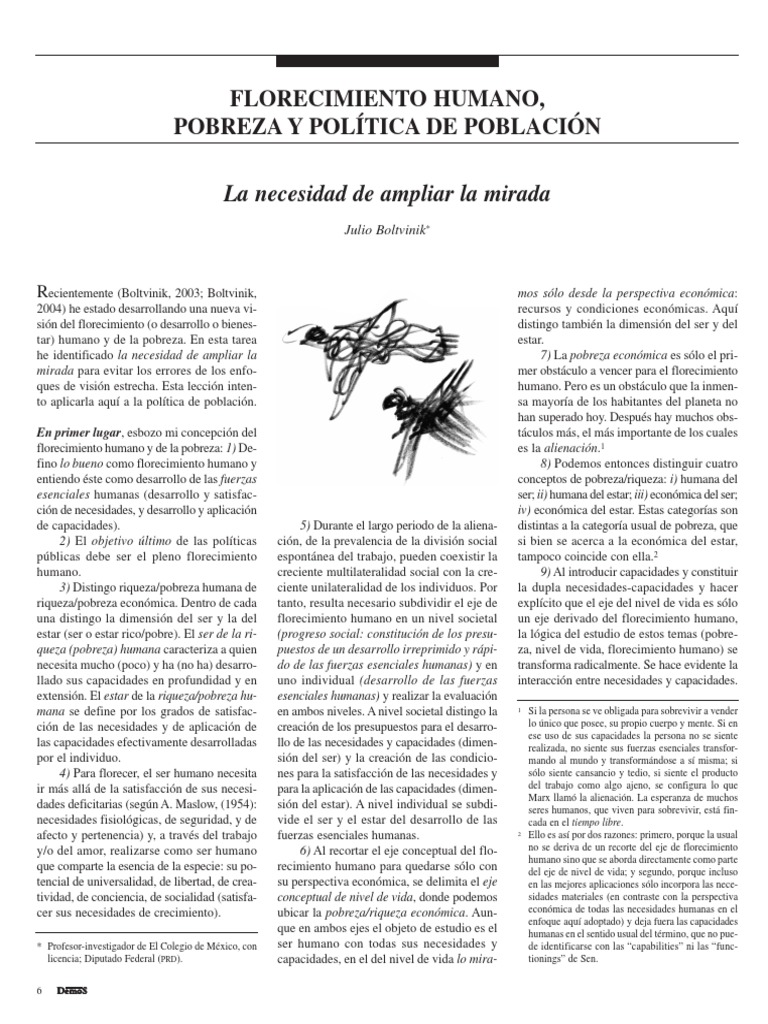 Florecimiento humano y pobreza según Boltvinik | PDF | Pobreza ...