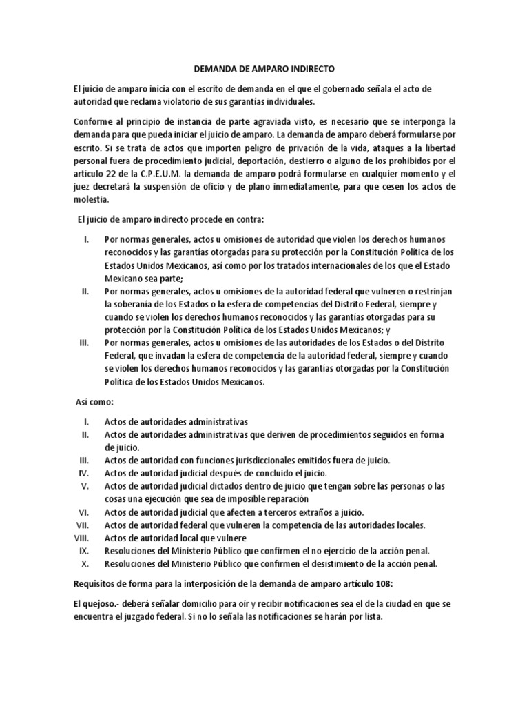 Demanda de Amparo Indirecto | PDF | Derecho Constitucional | Demanda ...