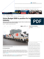 Logistics Industry - Union Budget 2020