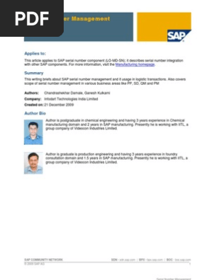 Sap Serial Number Status Esto