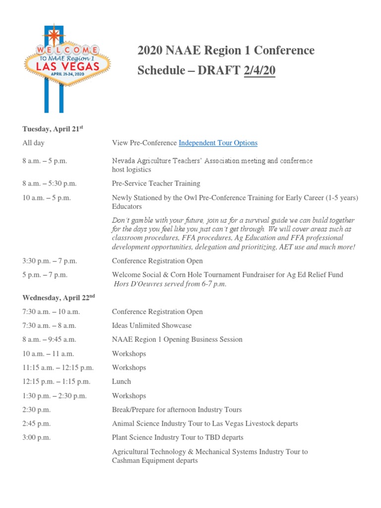 NAAE Region 1 - Schedule - 1 | PDF | Food Industry | Agriculture