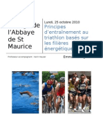 Principes d'Entrainement Au Triathlon Bases Sur Les Filieres Energetiques