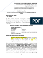 MODELO DEMANDA DESPIDO NULO EMBARAZO - AUTOR JOSÉ MARÍA PACORI CARI.docx