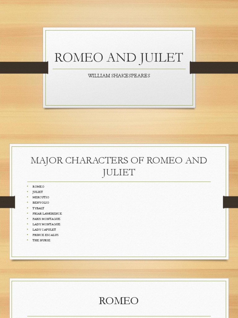Major Characters in Romeo and Juliet | PDF | Characters In Romeo And ...