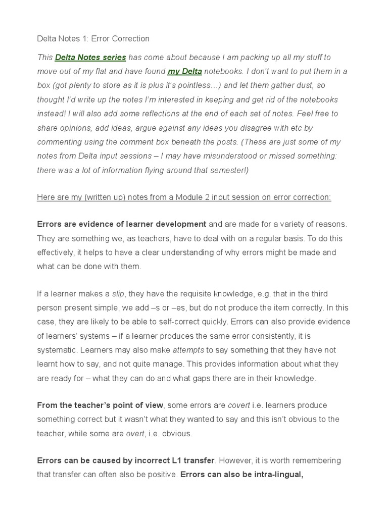 Effective Strategies for Error Correction | PDF | Second Language ...