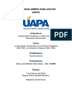 Tarea 5 La Educación Dominicana en La Primera República 1844-1861 y La Anexión A España 1861-1865.