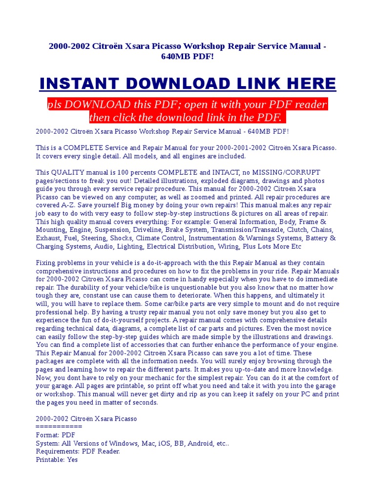 Citroen Xsara Picasso 20 Your Complete Bezpieczniki Troubleshooting Guide - 34vmxt5