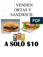 Se Venden Tortas y Sándwich