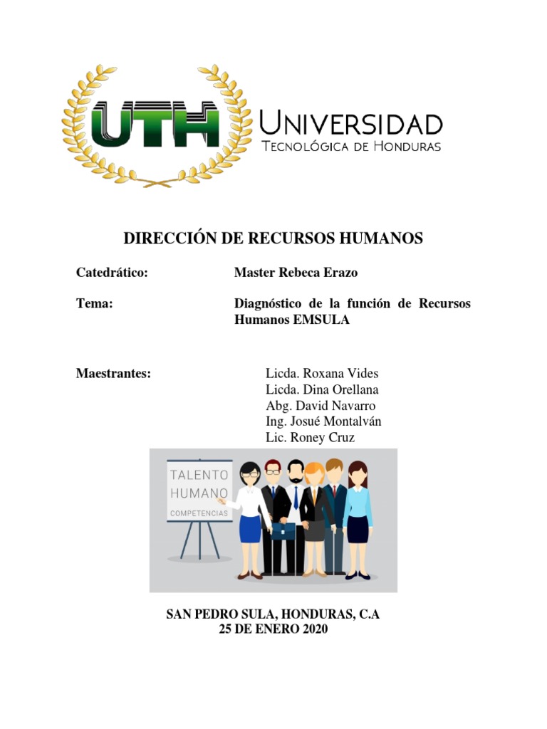 Informe Final Diagnostico De La Funcion De Recursos Humanos Emsula Gestion De Recursos Humanos Planificacion