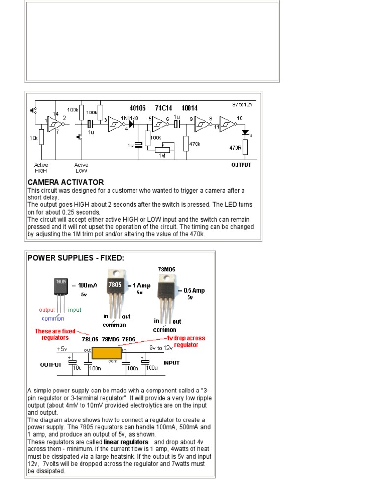 Camera Activator and Power Supply Circuits | PDF | Relay | Power Supply