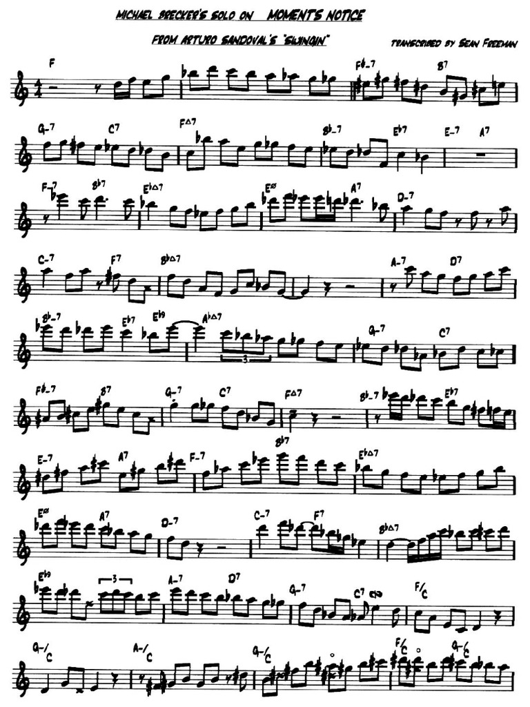 Moments Notice - Michael Brecker Solo | PDF