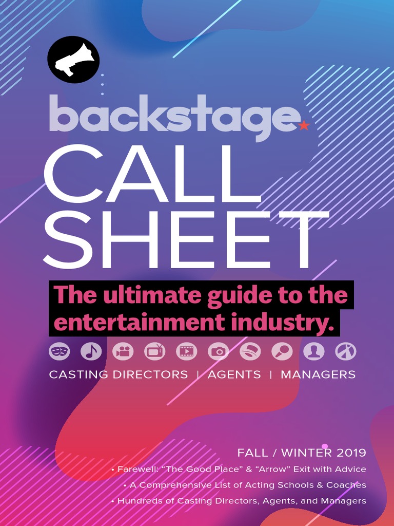 Backstage Call Sheet Winter 2019 Pdf Pdf Audition Teachers