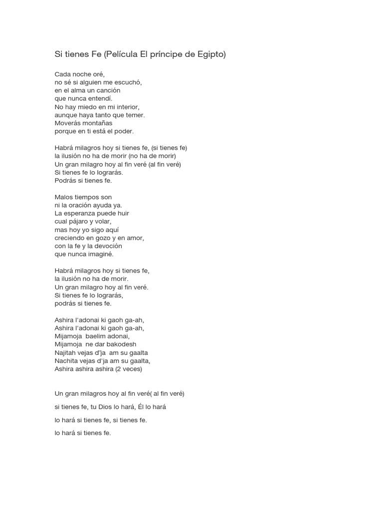 Si Tienes Fe: Letra y Mensaje | PDF | Poesía