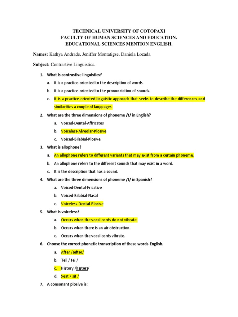 Cuestionary | PDF | Phoneme | Phonetics