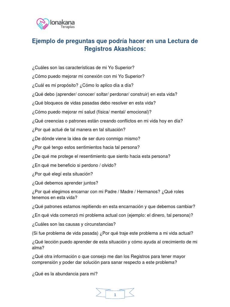 Ejemplo de Preguntas Que Podría Hacer en Una Lectura de Registros