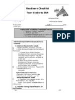 Readiness Checklist: Team Member To Shift