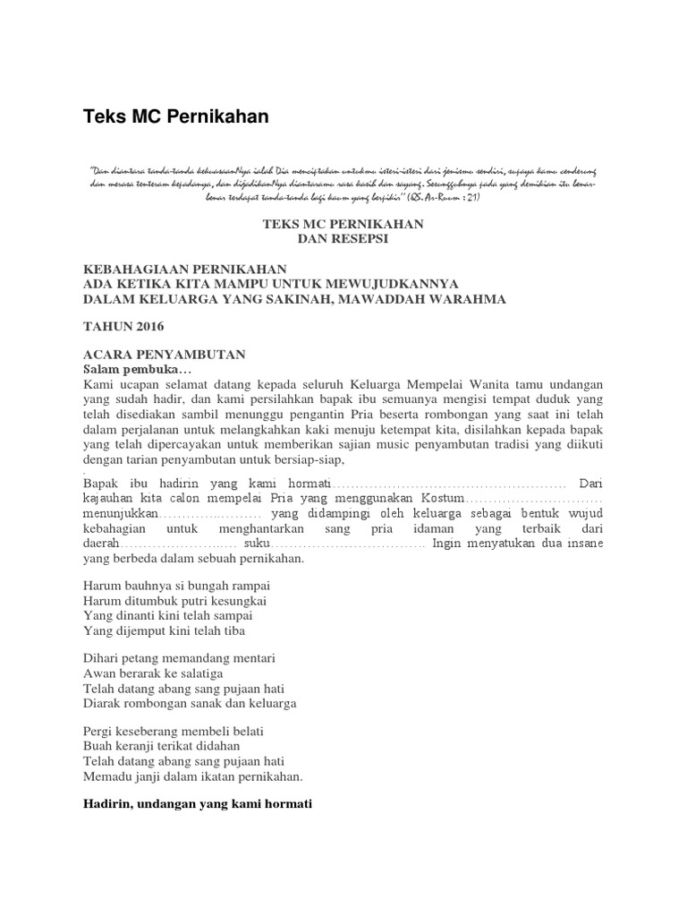 Teks Mc Wedding Simak Contoh Teks MC Pernikahan – Gramedia Literasi